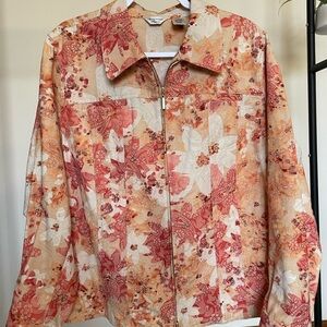 Laura Ashley Peach Floral Zip-Up Jacket